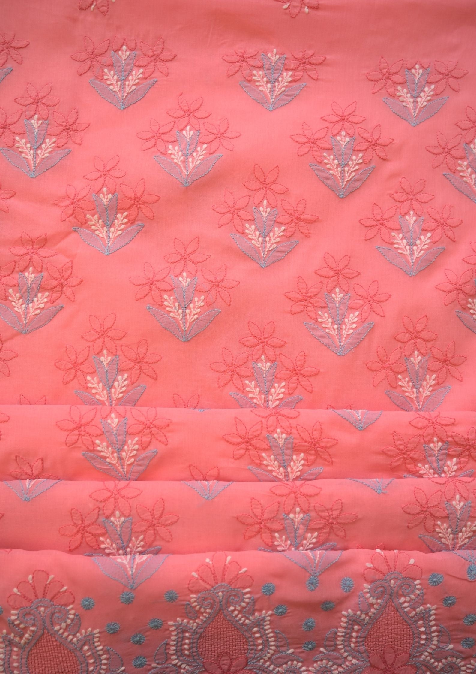 Cotton Pink and Blue 3 pc suit