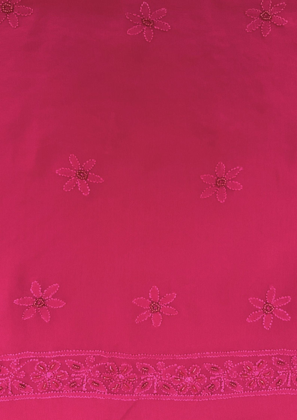 Georgette Unstitched Chikankari Kurta & Dupatta -  Magenta Pink