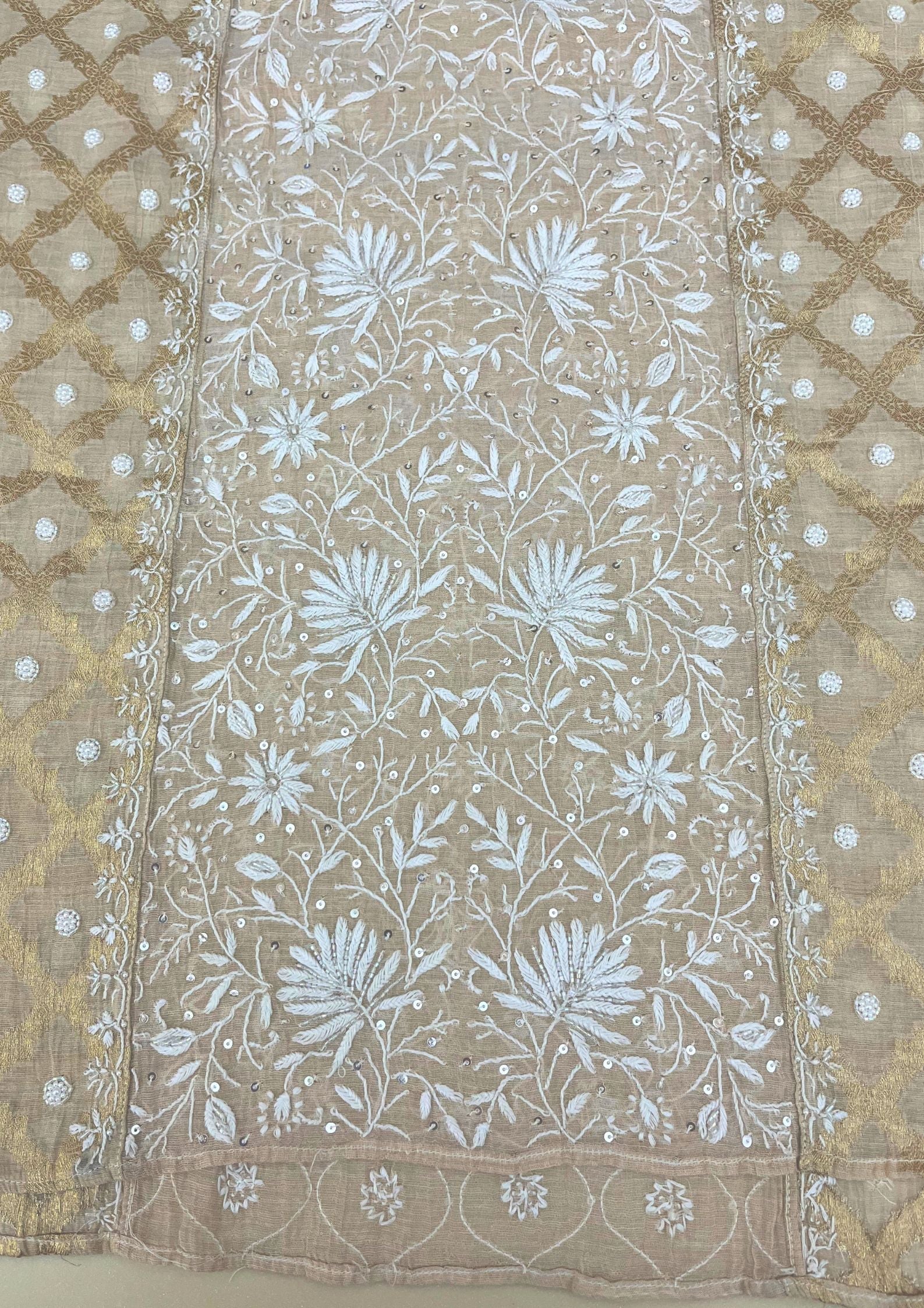 Tissue Chikankari Co-ord Set - Beige