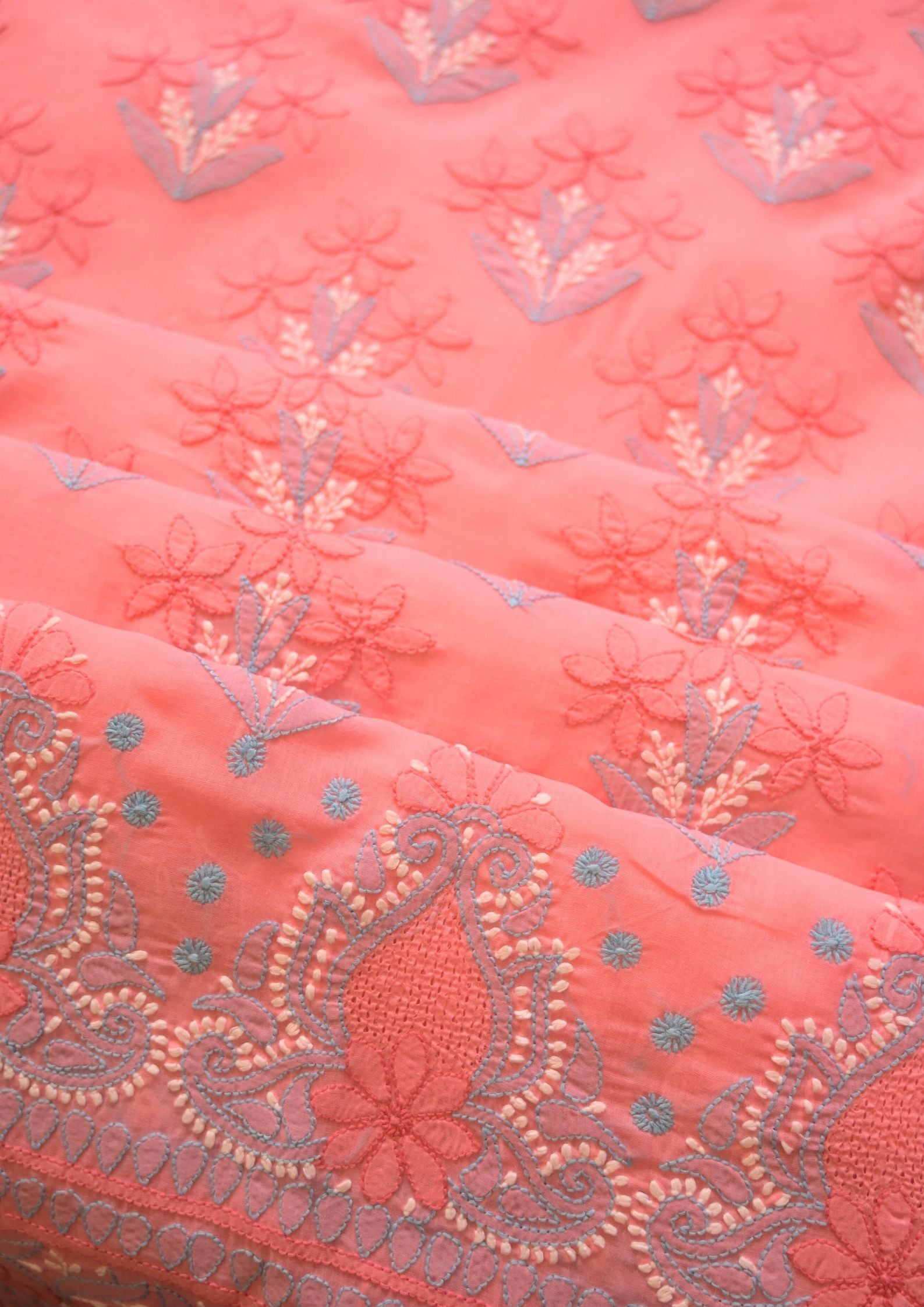 Cotton Pink and Blue 3 pc suit