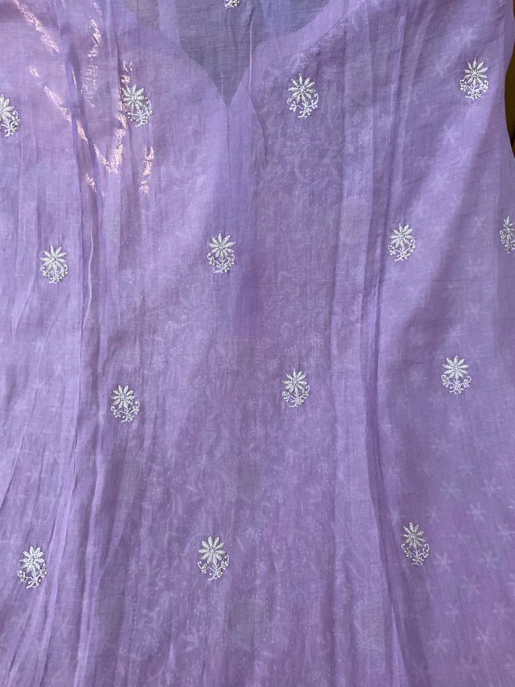 Tissue Chanderi Unstitched Suit - Purple