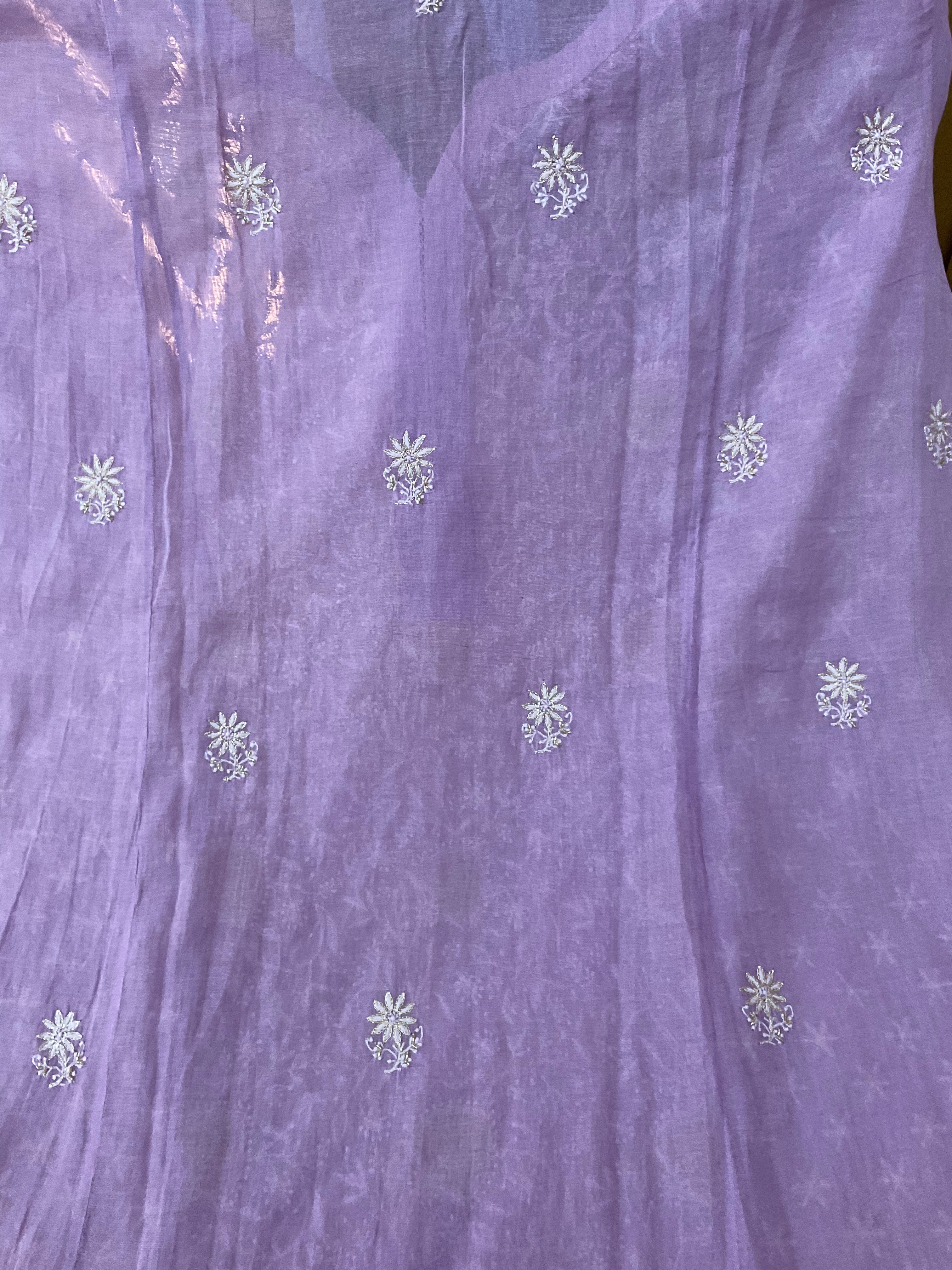 Tissue Chanderi Unstitched Suit - Purple