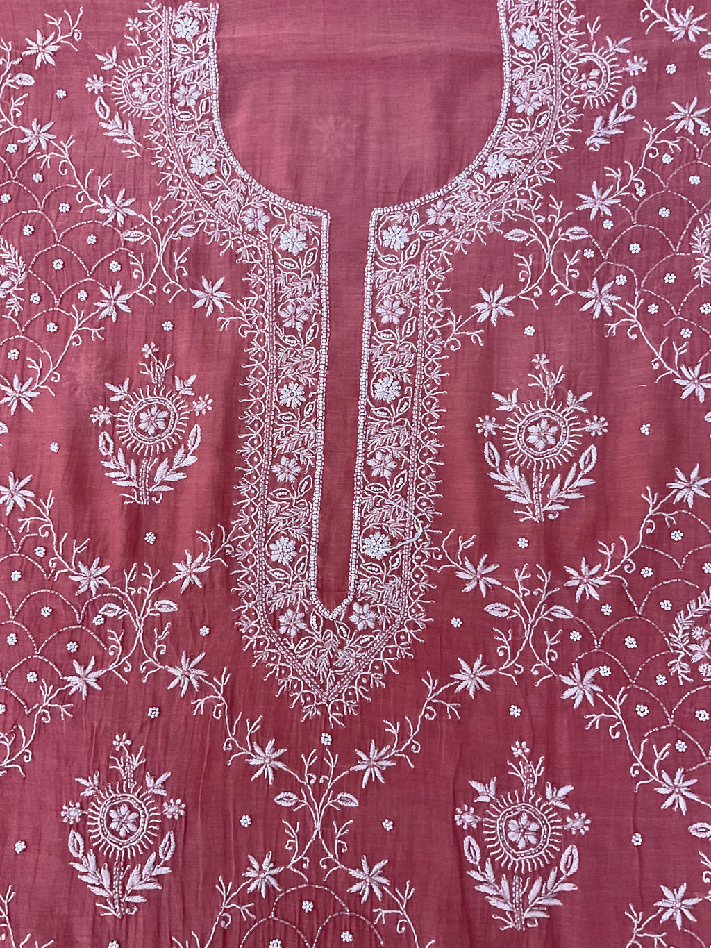 Mall Chanderi Unstitched Suit - Dusty Pink