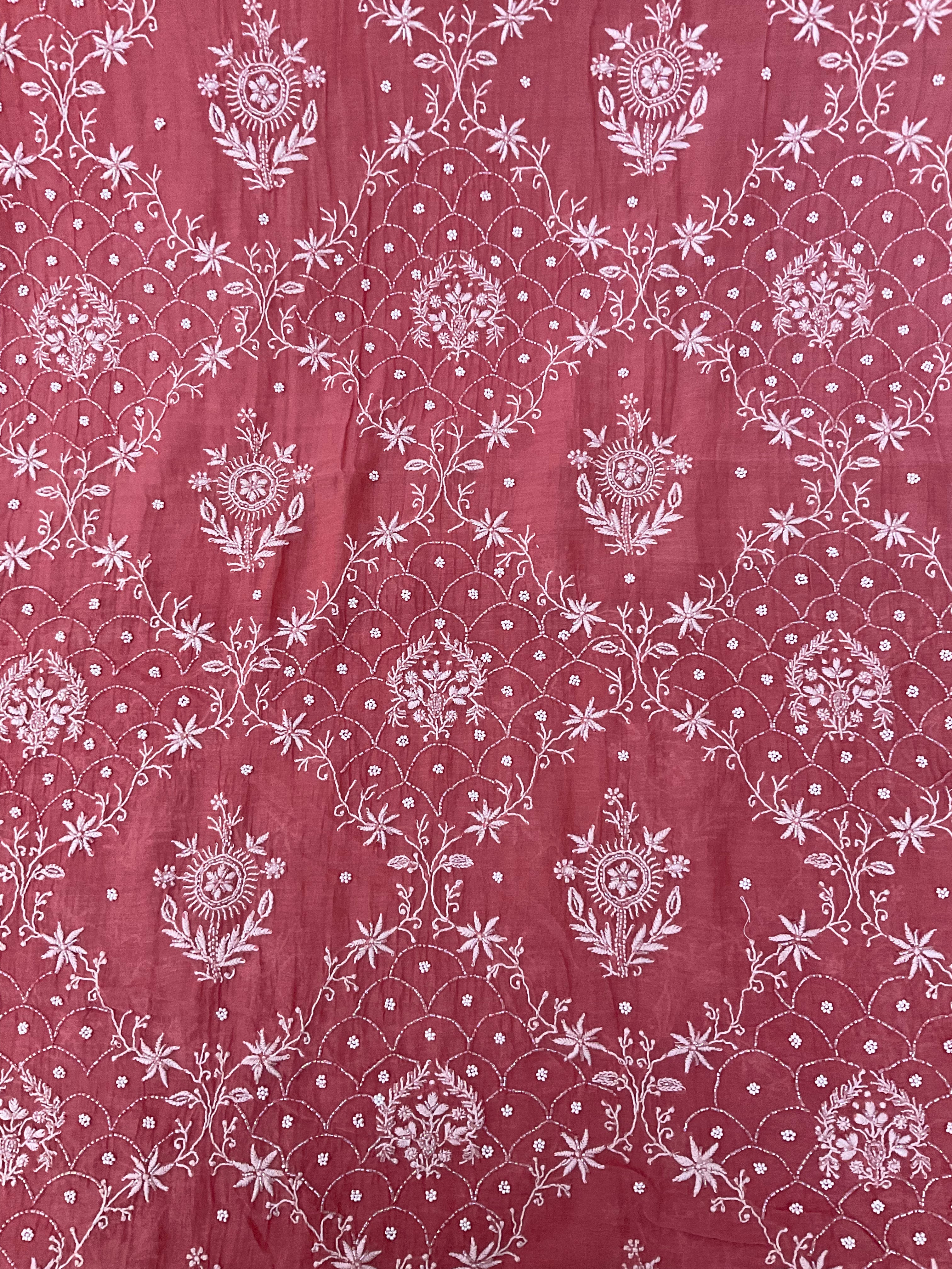 Mall Chanderi Unstitched Suit - Dusty Pink