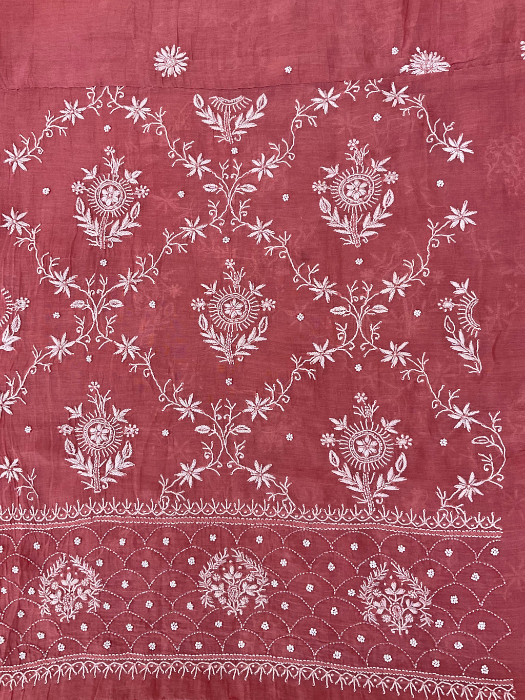 Mall Chanderi Unstitched Suit - Dusty Pink