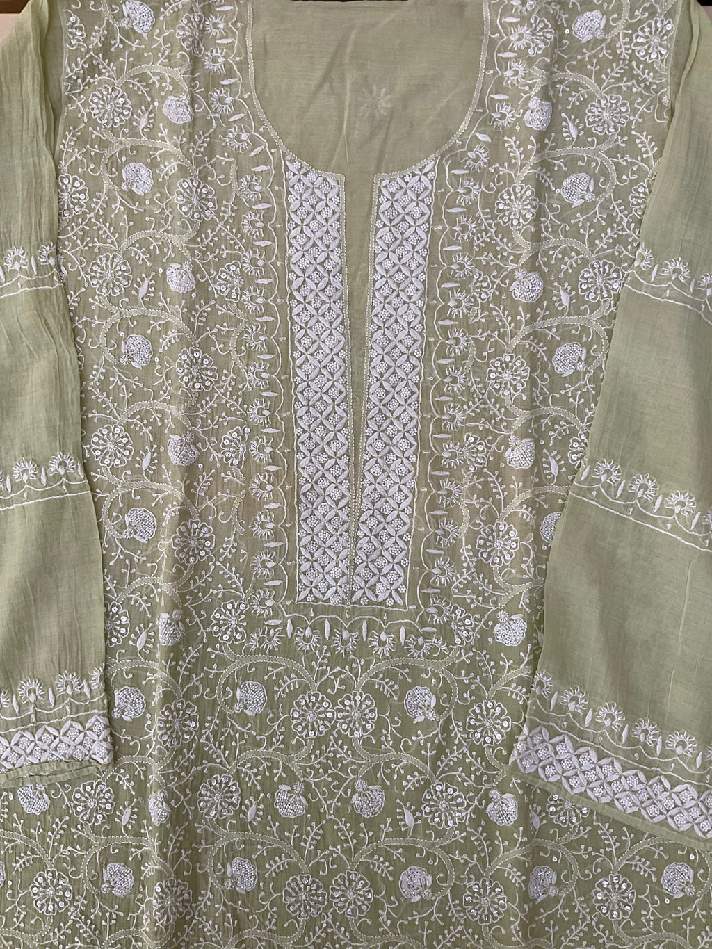 Mall Chanderi Semistitch Suit - Ombre Green