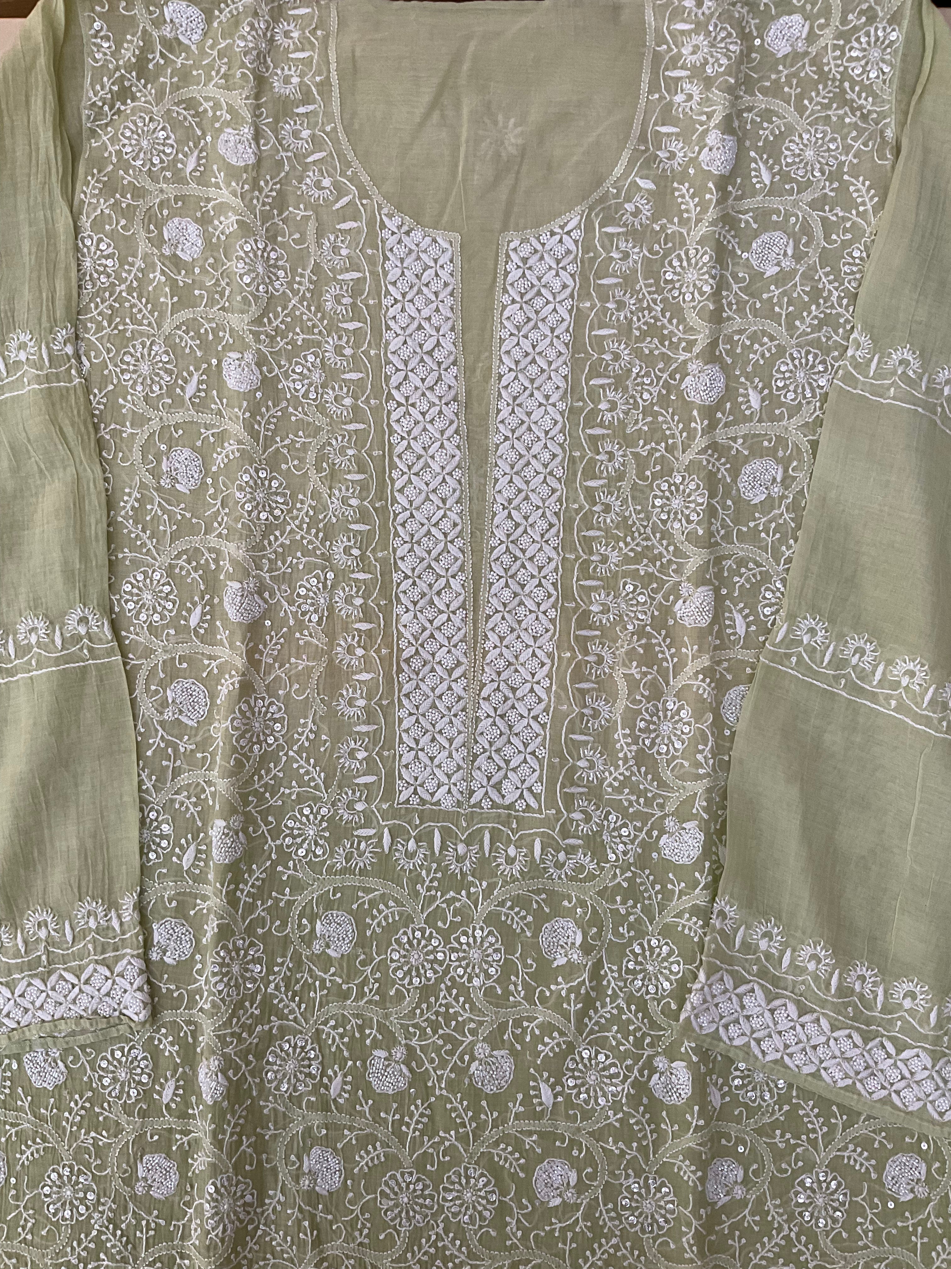 Mall Chanderi Semistitch Suit - Ombre Green