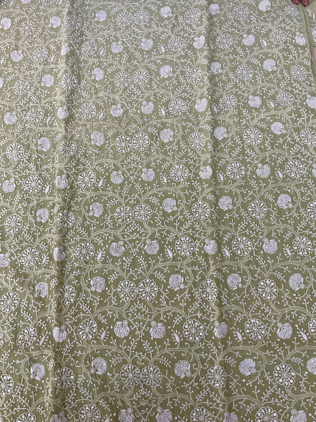 Mall Chanderi Semistitch Suit - Ombre Green