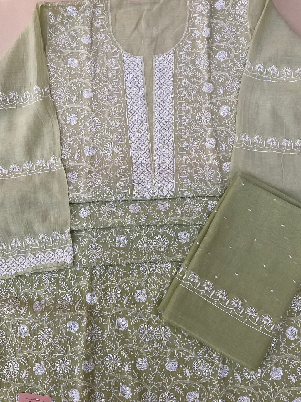 Mall Chanderi Semistitch Suit - Ombre Green