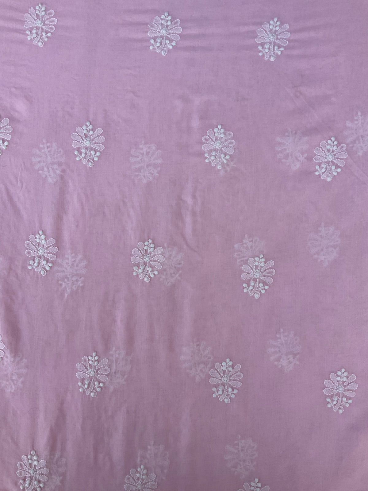 Cotton Chikankari unstitched Suit Material - Powder Pink