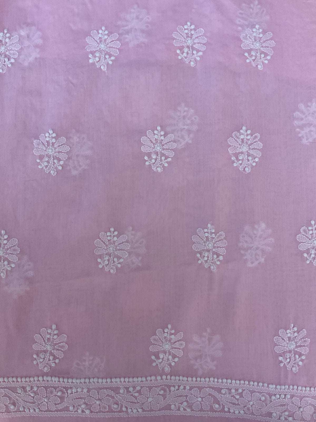Cotton Chikankari unstitched Suit Material - Powder Pink