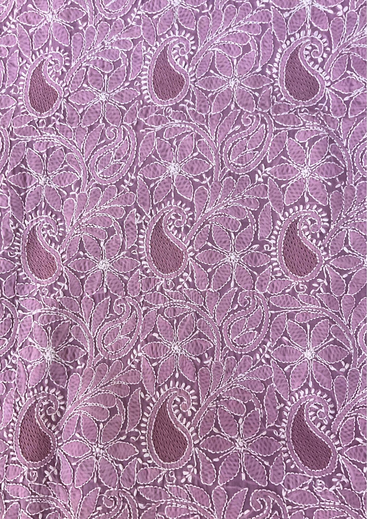Cotton unstitched Chikankari Suit Material - Mauve