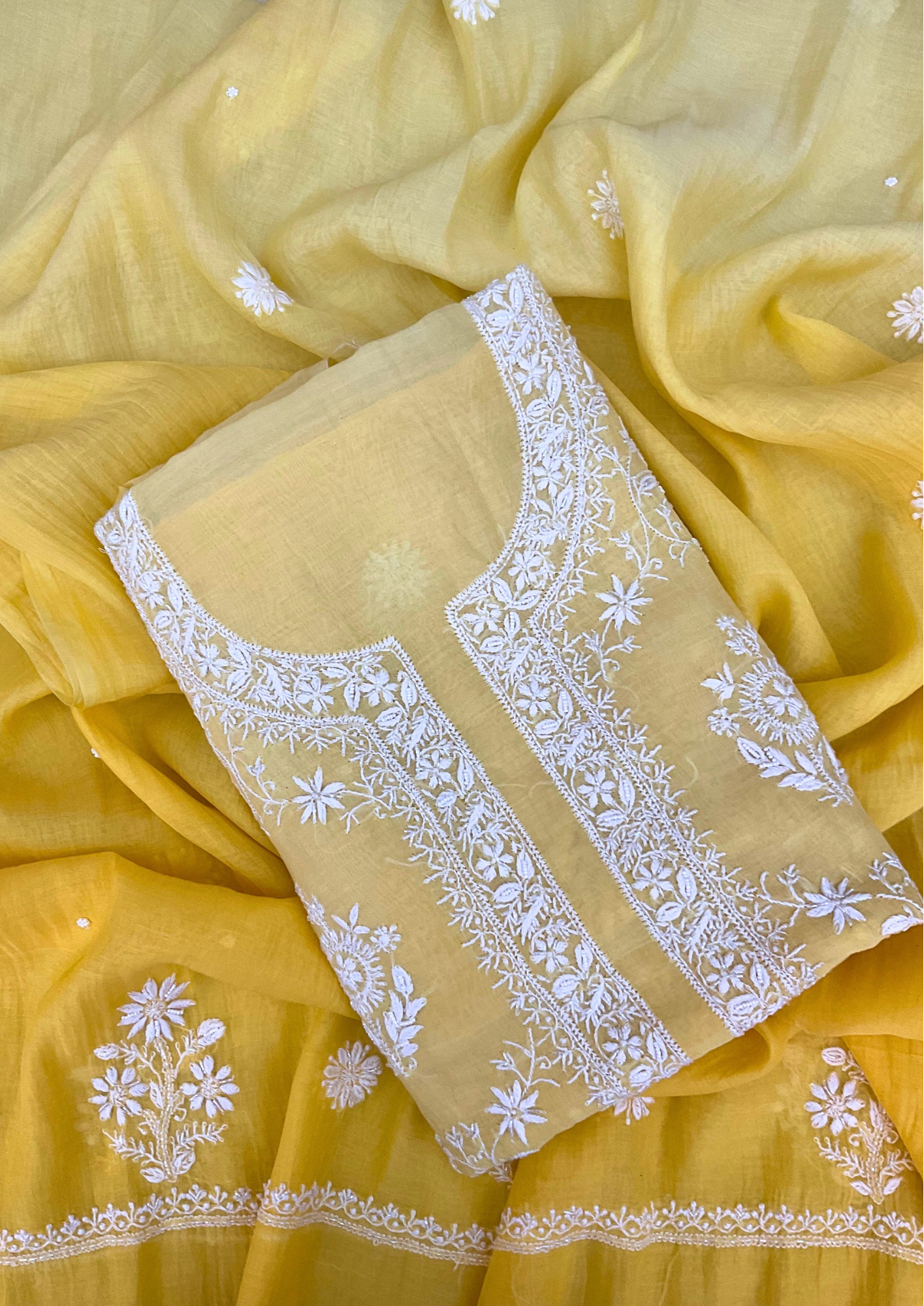 Mall Chanderi Unstitched Suit - Yellow