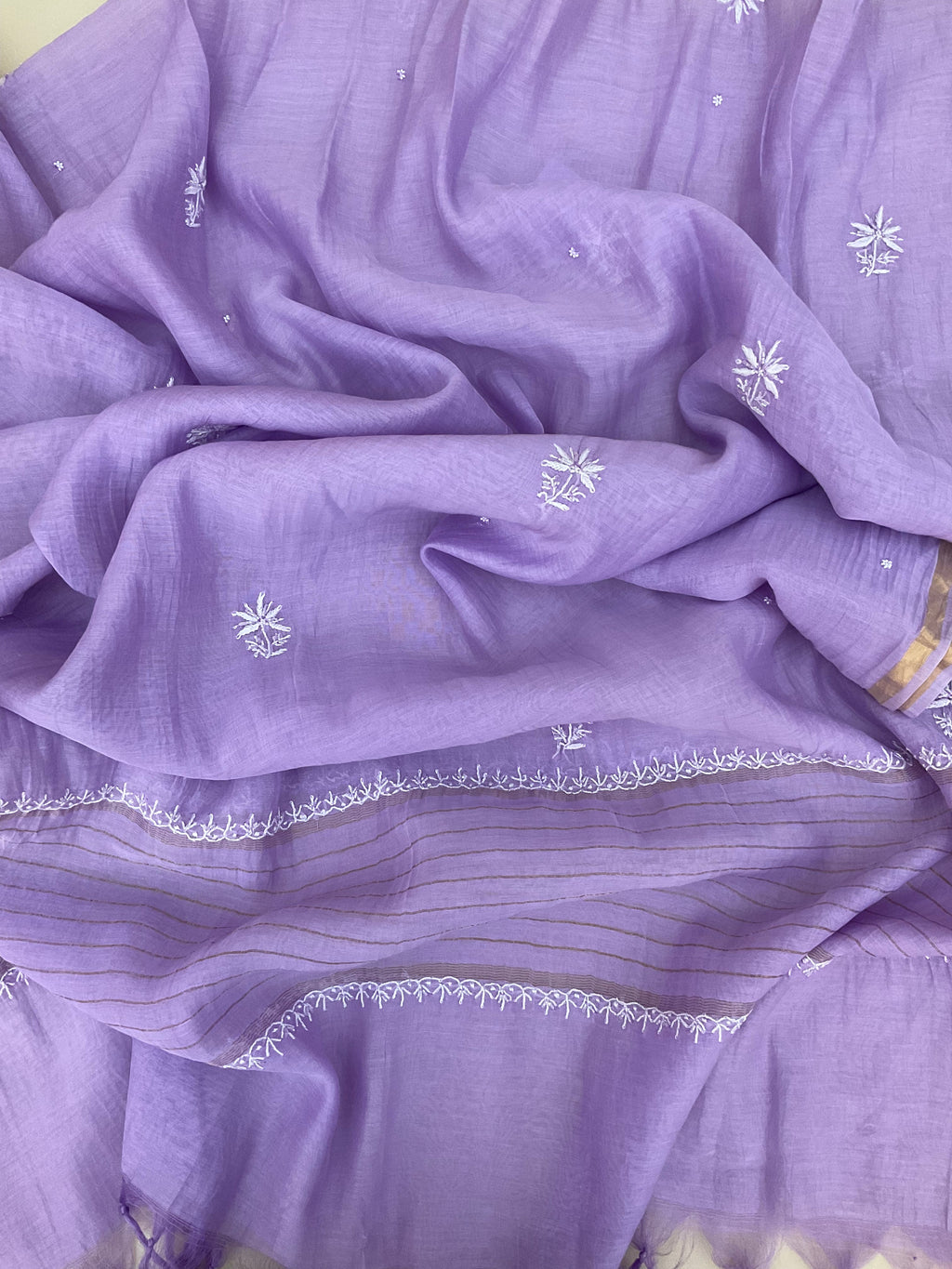 Mul Chanderi Unstitched Kurta And Dupatta Set - Purple