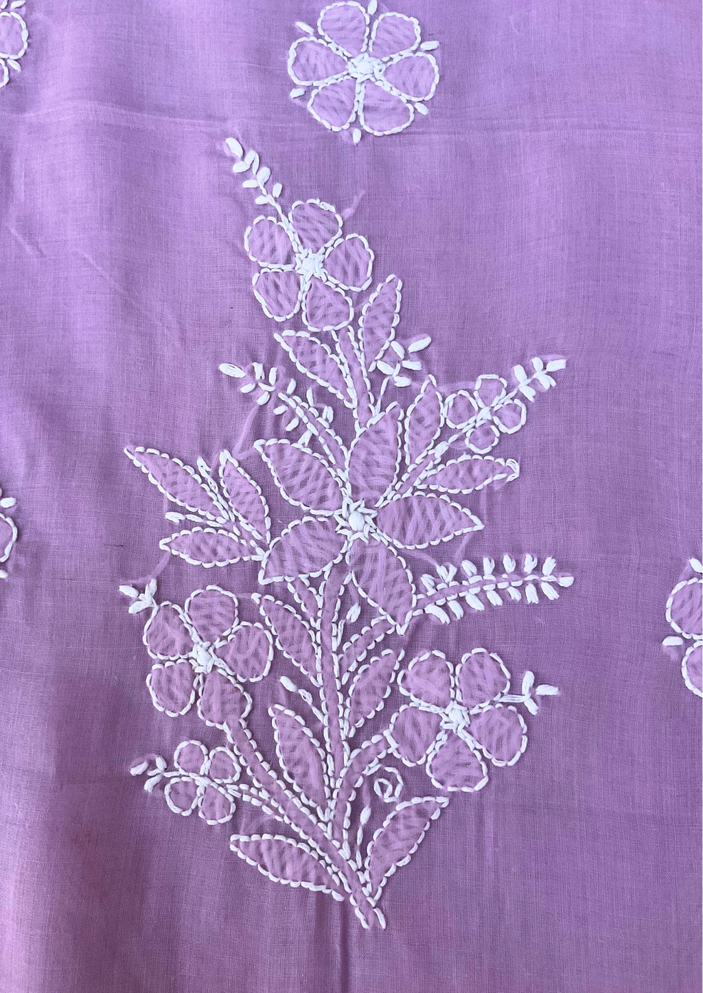 Cotton unstitched Chikankari Suit Material - Mauve