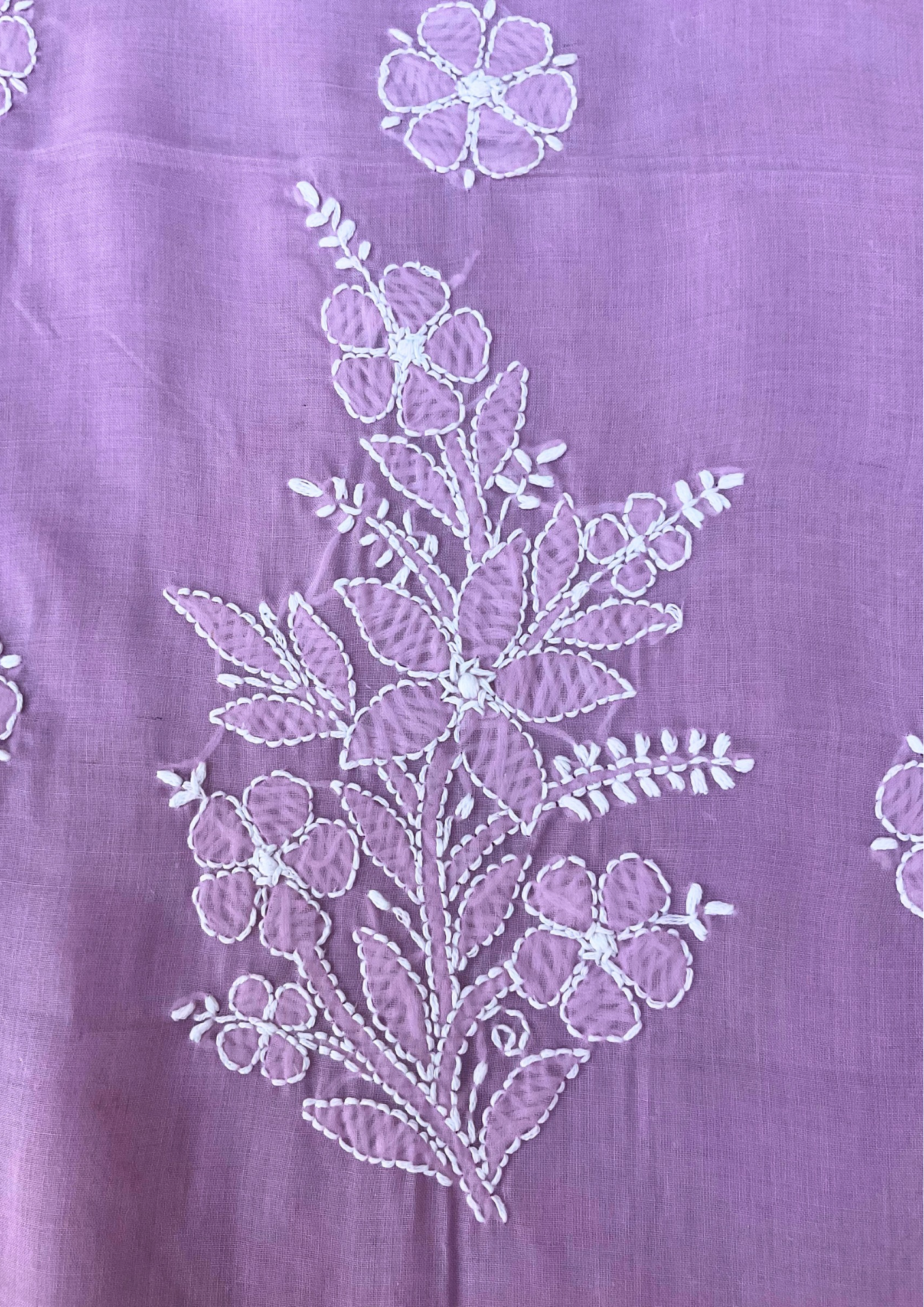 Cotton unstitched Chikankari Suit Material - Mauve