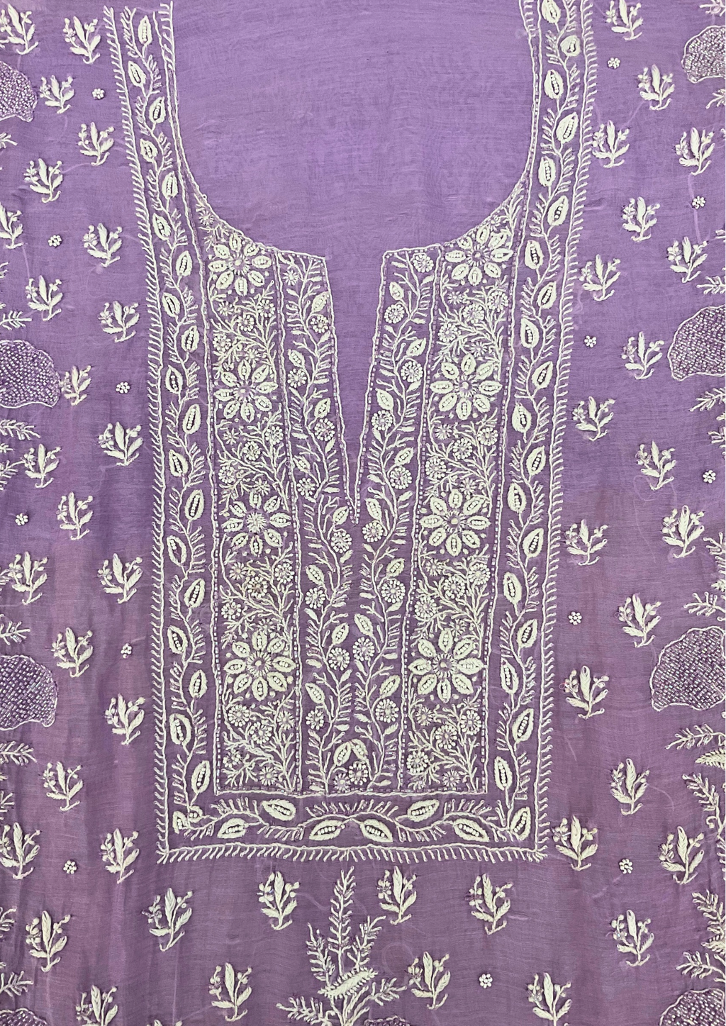 Mul Chanderi Unstitched Kurta And Dupatta Set - Purple