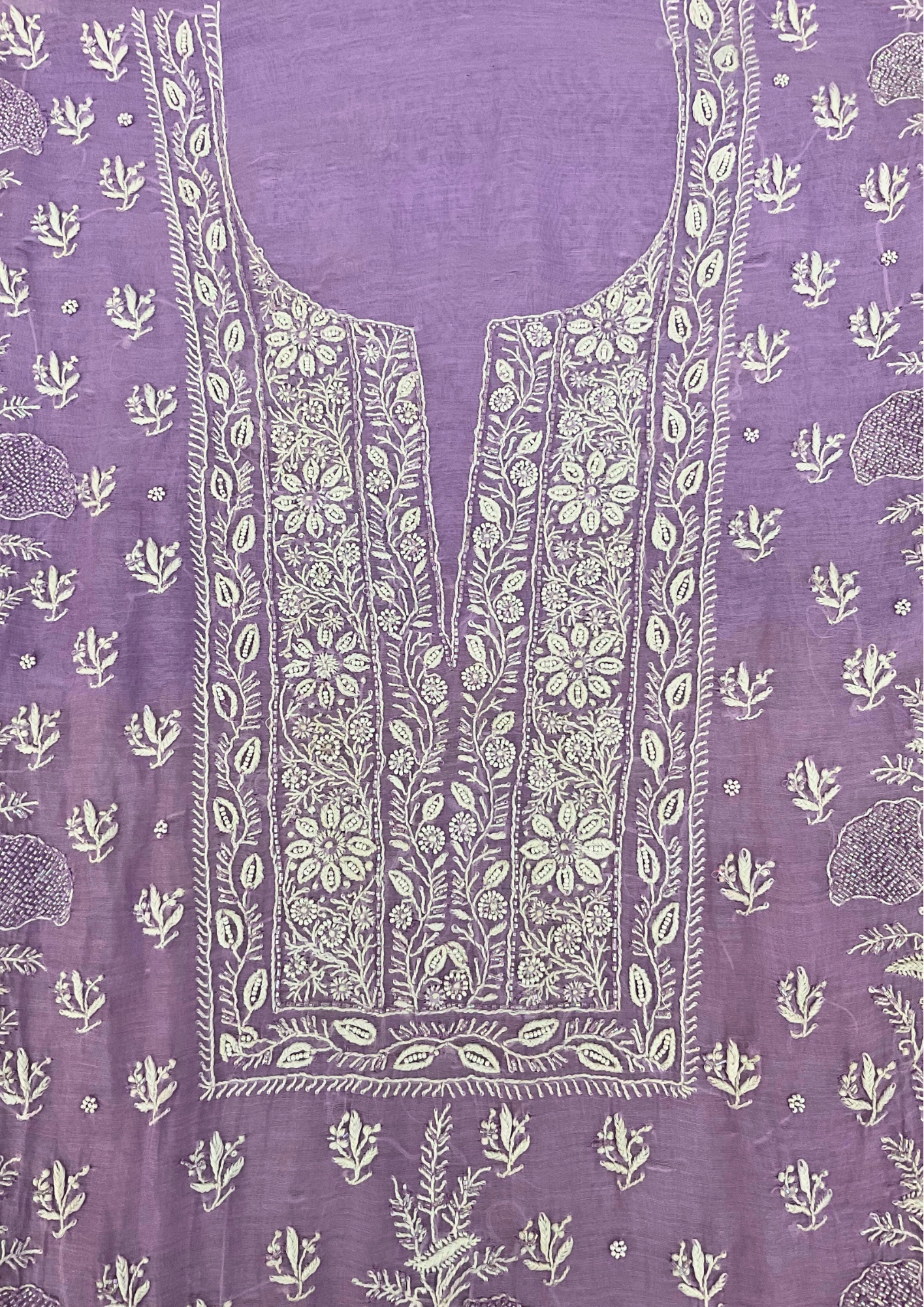 Mul Chanderi Unstitched Kurta And Dupatta Set - Purple