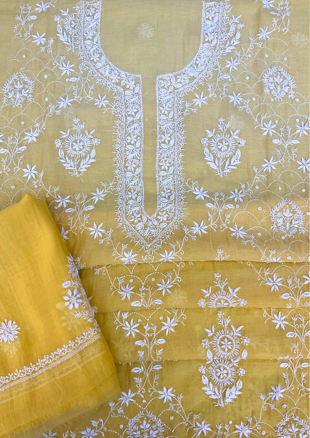 Mall Chanderi Unstitched Suit - Yellow