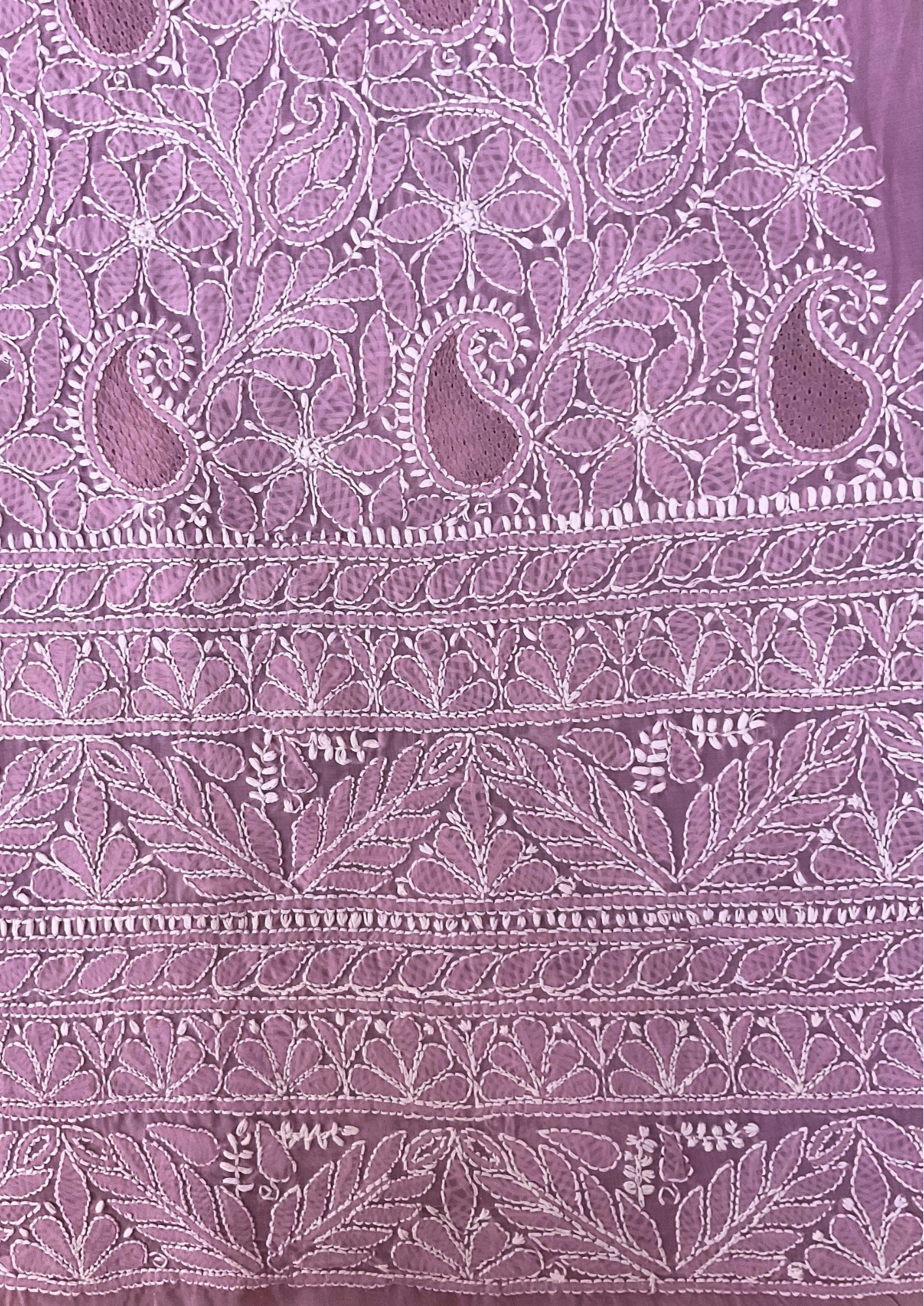 Cotton unstitched Chikankari Suit Material - Mauve