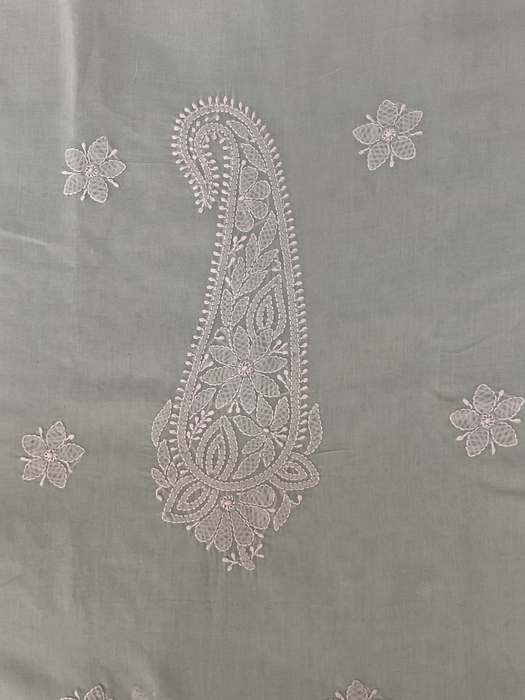 Cotton Chikankari Unstitched Suit material - Mint Green