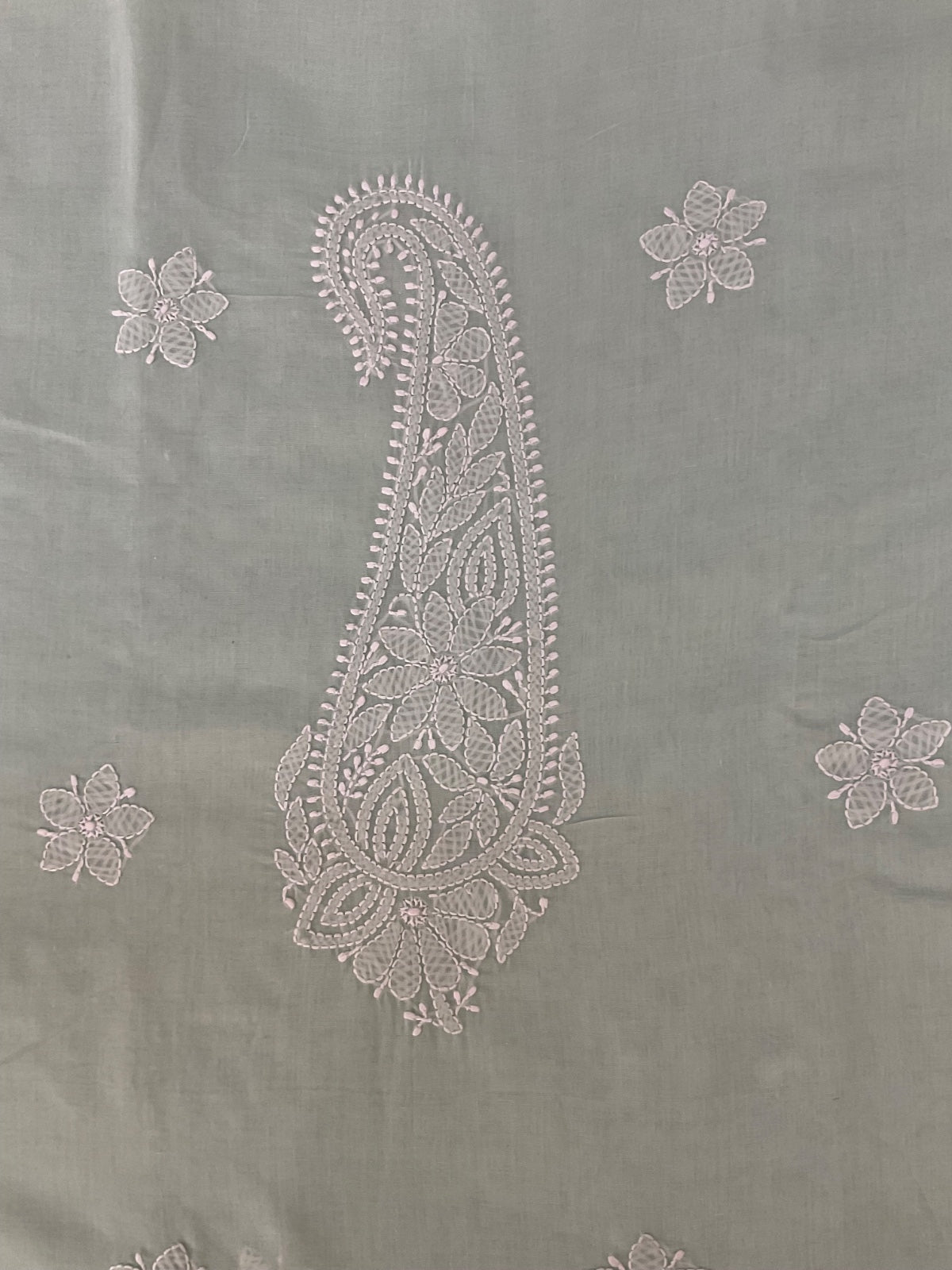 Cotton Chikankari Unstitched Suit material - Mint Green