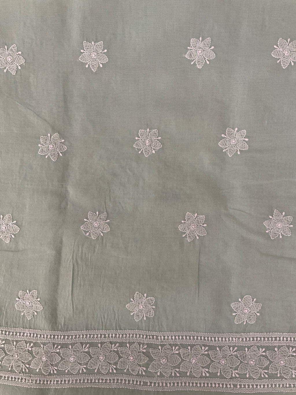 Cotton Chikankari Unstitched Suit material - Mint Green