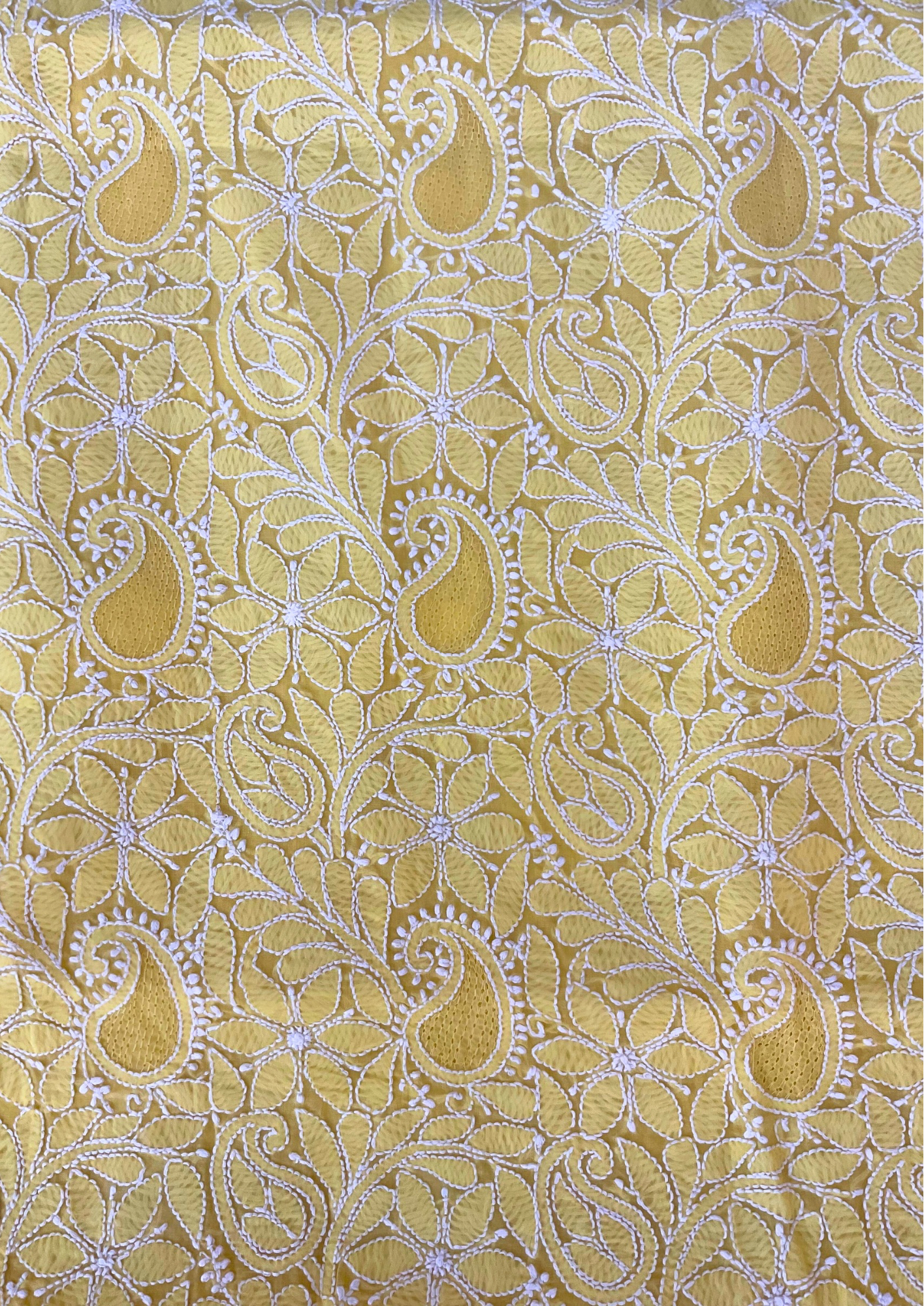 Cotton Unstitched Chikankari Suit - Yellow