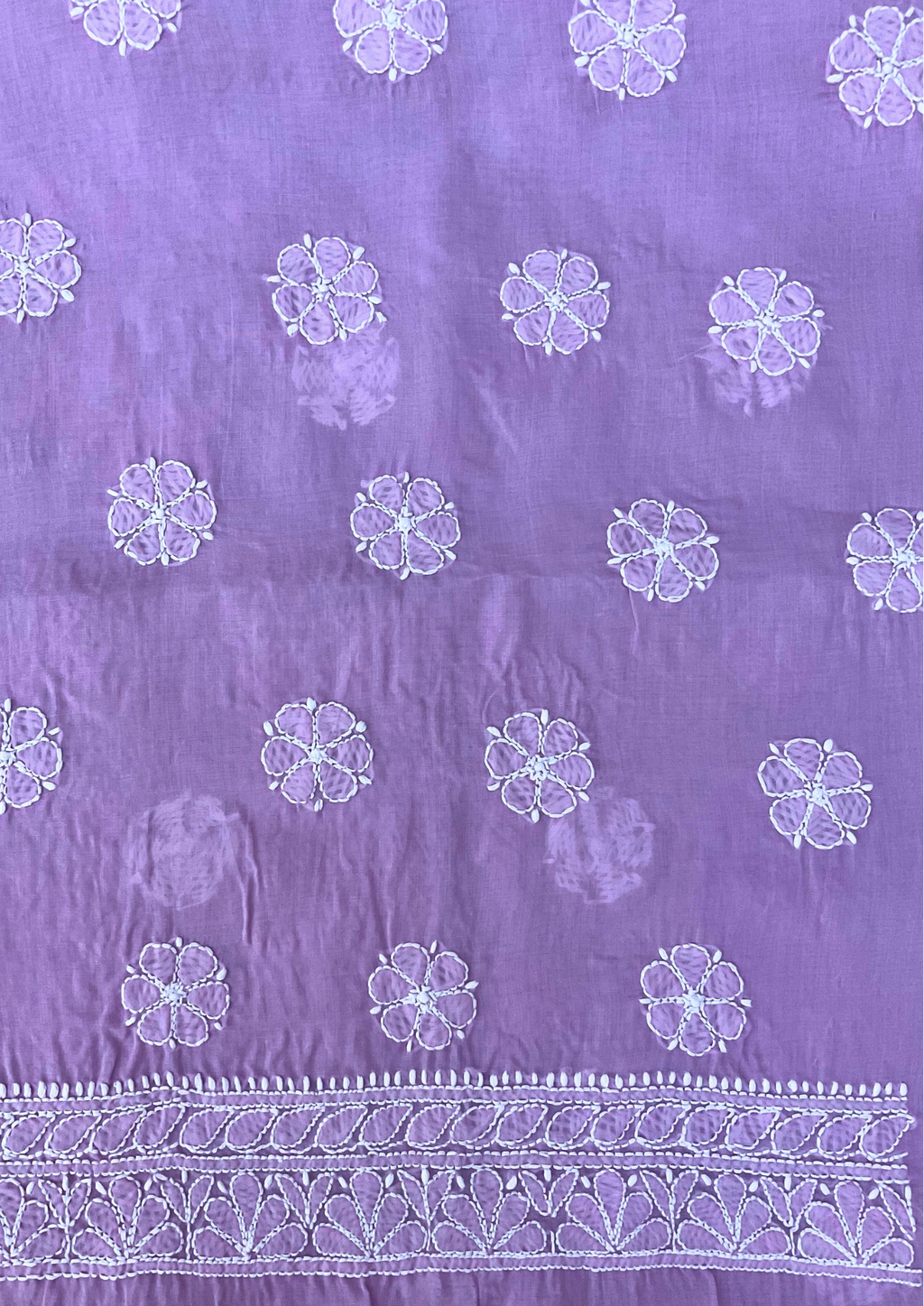 Cotton unstitched Chikankari Suit Material - Mauve