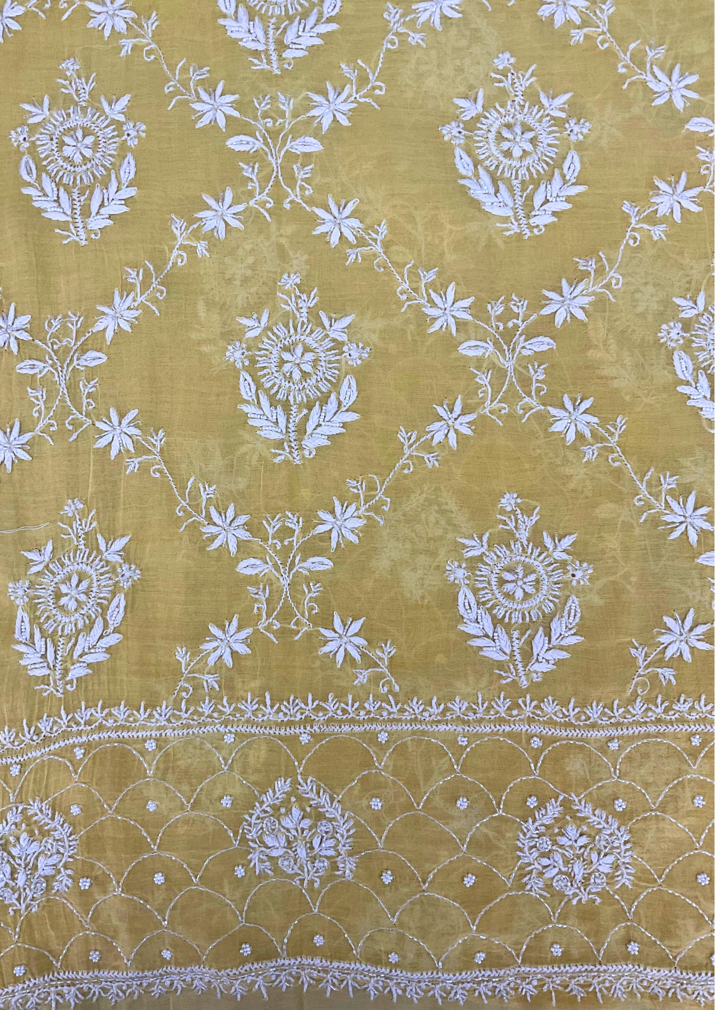 Mall Chanderi Unstitched Suit - Yellow