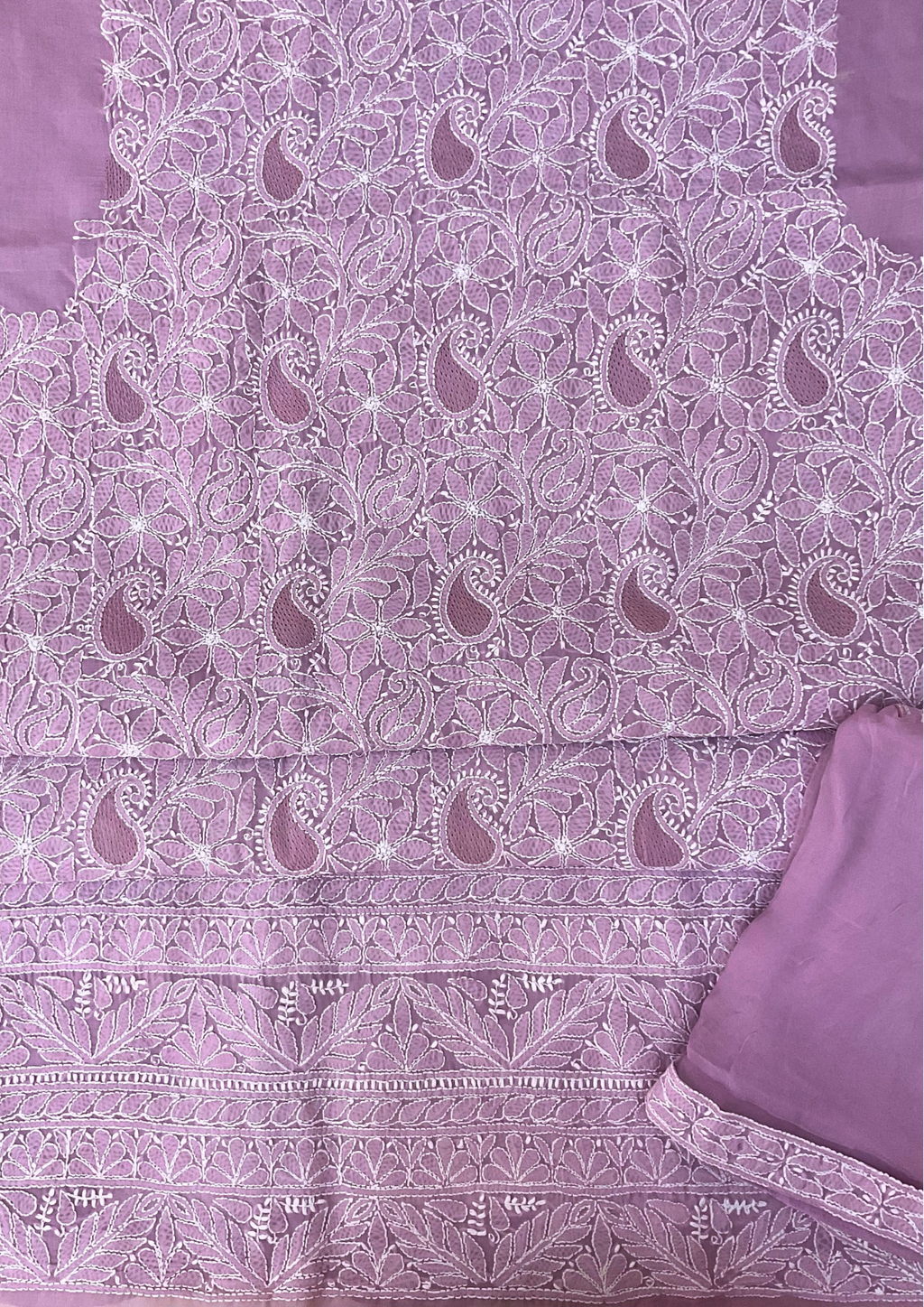 Cotton unstitched Chikankari Suit Material - Mauve