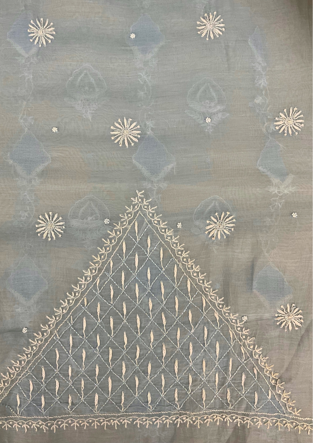 Mul Chanderi Unstitched Kurta And Dupatta Set - Blue